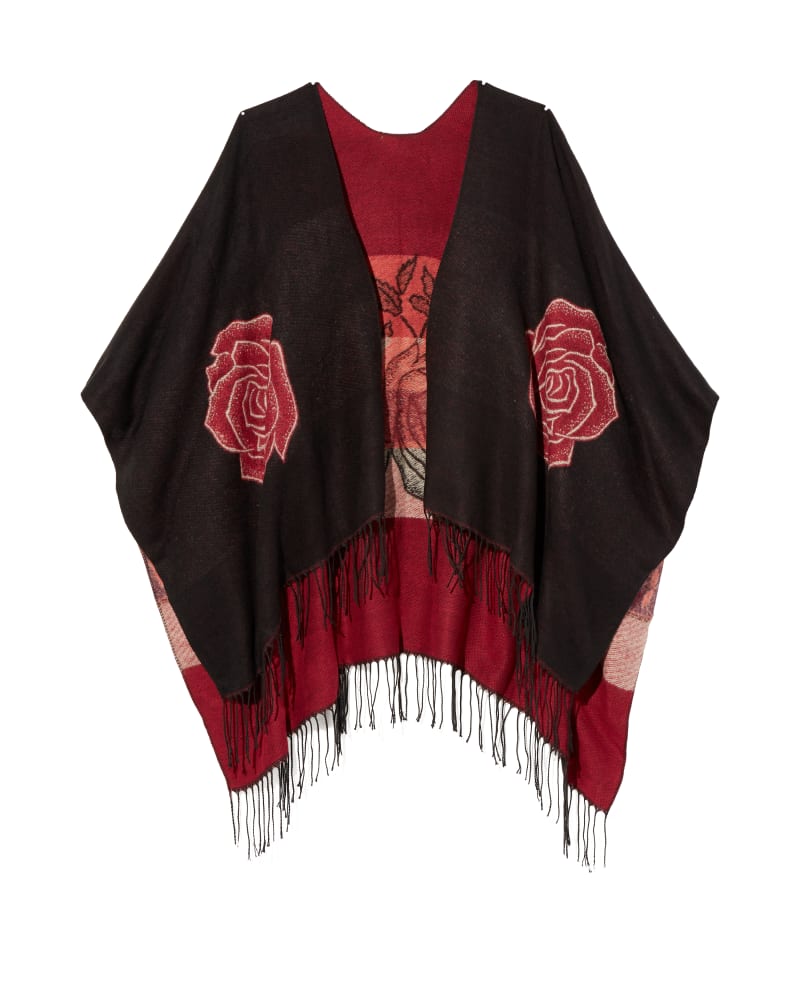 Front of plus size Areca Reversible Fringe Poncho by Junarose | Dia&Co | dia_product_style_image_id:123838